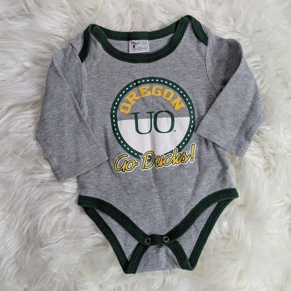 Pro Edge Oregon‎ Ducks Bodysuit UO Go Ducks! Gray Green Baby 3-6 Months